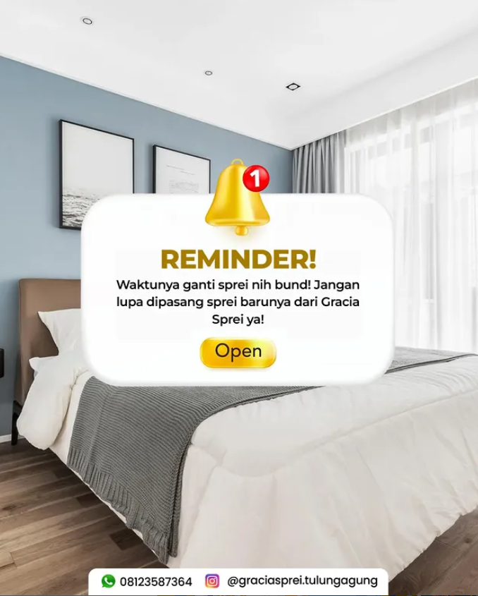 <p>Waktunya ganti suasana kamar dengan sprei baru 